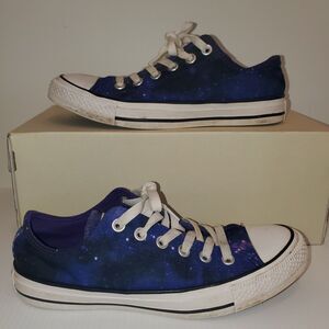 Converse All Star Low Top Satin Galaxy Womens 8 Purple Blue Sneaker Space